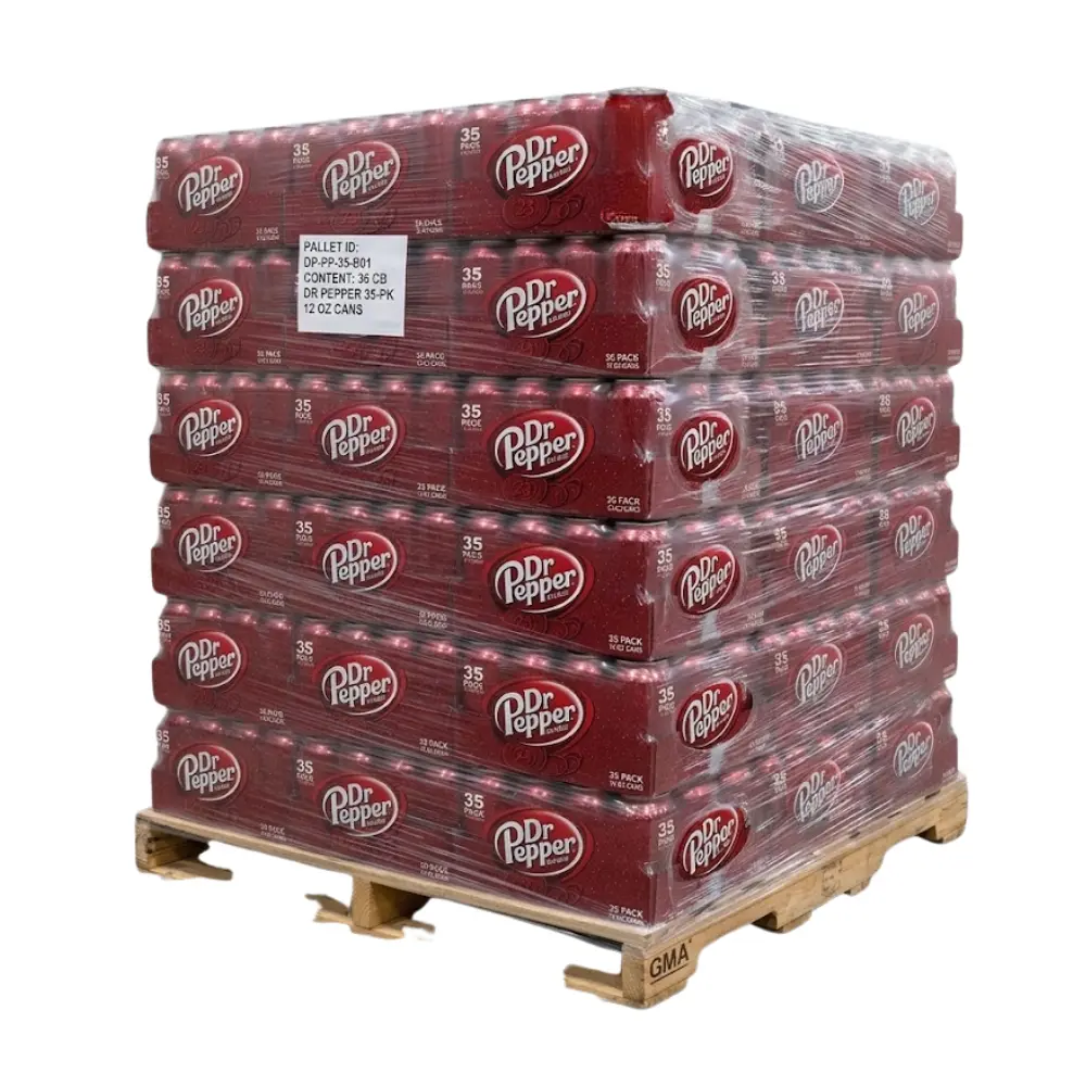 Dr Pepper Soda cans full pallet